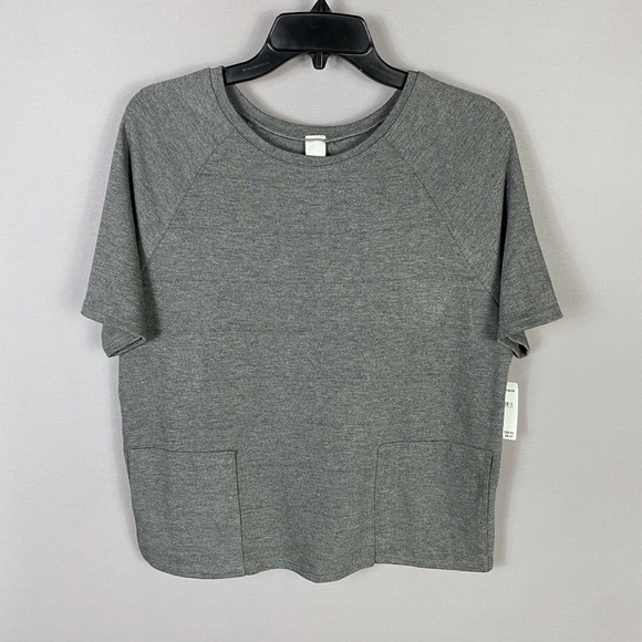 Go Couture Womens Elbow Sleeve Pullover Top in Charcoal Gray with Pocket… - Picture 3 of 8